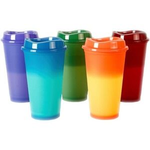 5pk Color Changing Cups with Lids 16oz